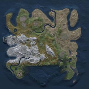 Thumbnail Rust Map: Procedural Map, Size: 3750, Seed: 708901055, 16 Monuments