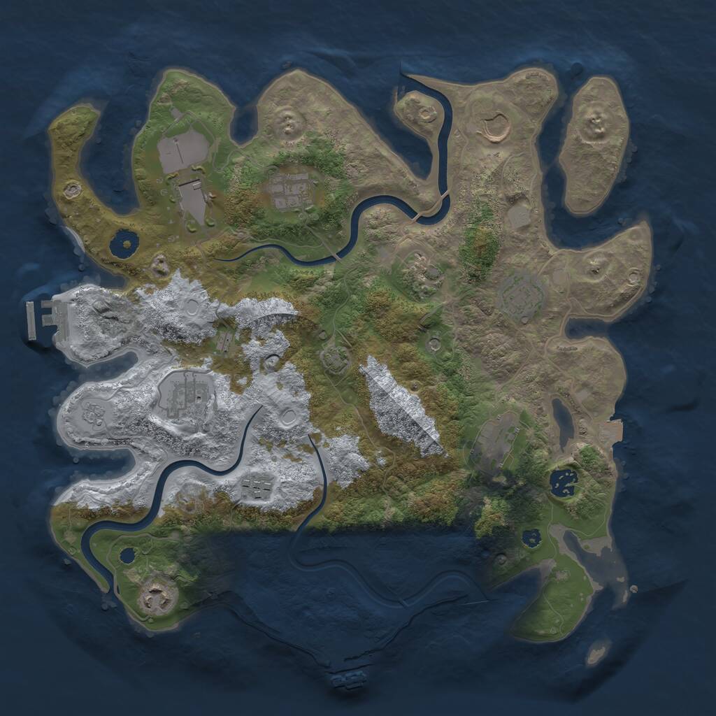 Rust Map: Procedural Map, Size: 3750, Seed: 708901055, 16 Monuments