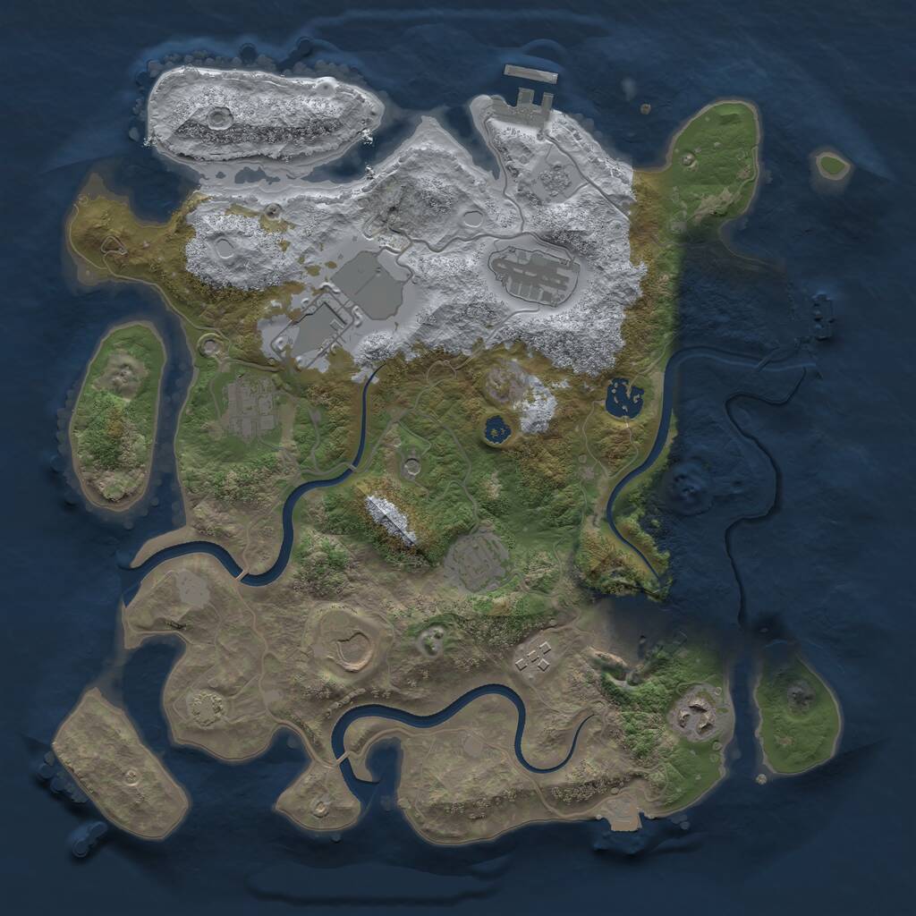 Rust Map: Procedural Map, Size: 3500, Seed: 1238142785, 15 Monuments