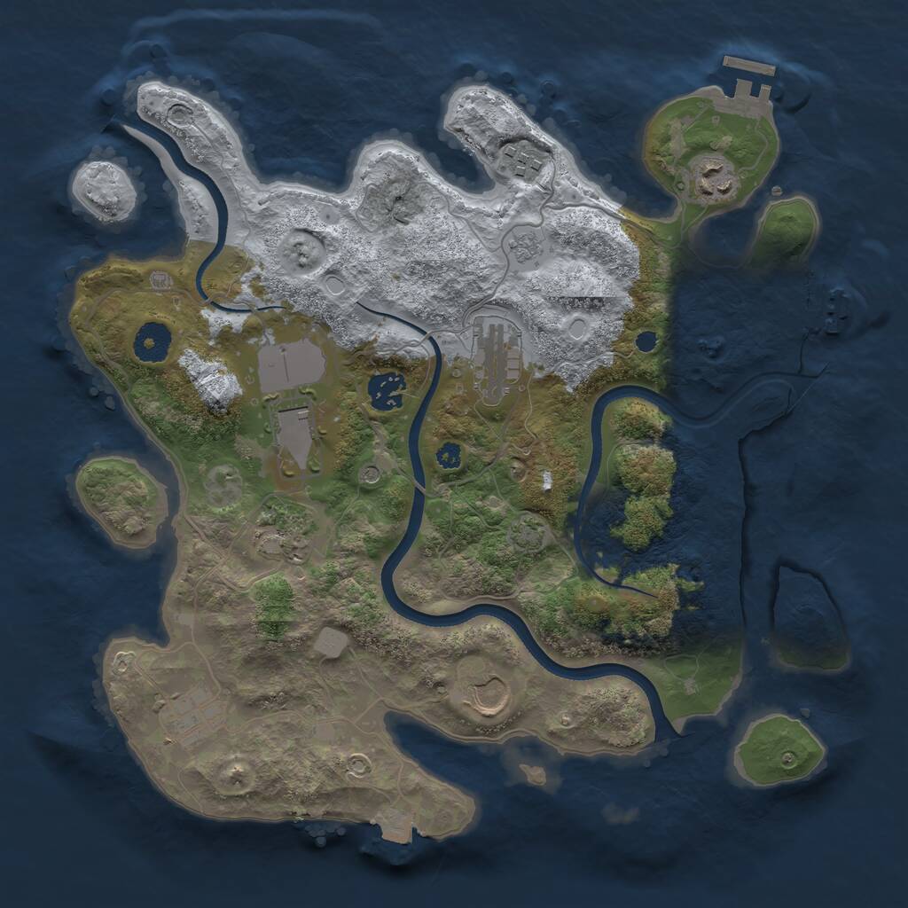Rust Map: Procedural Map, Size: 3500, Seed: 966742647, 14 Monuments