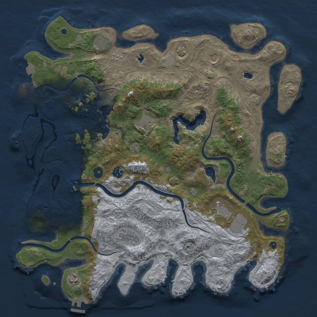 Rust Map: Procedural Map, Size: 4500, Seed: 834217, 14 Monuments