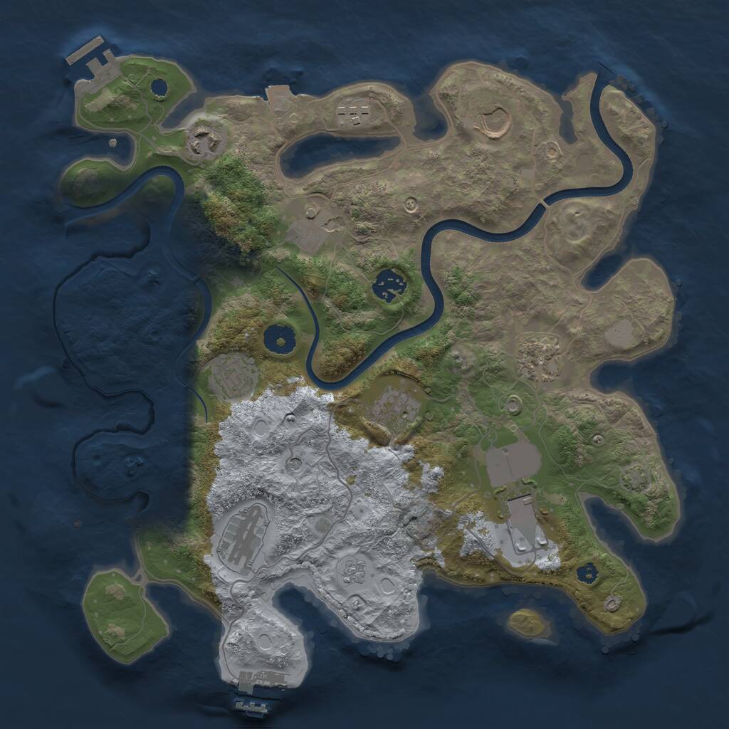 Rust Map: Procedural Map, Size: 3500, Seed: 921206706, 16 Monuments