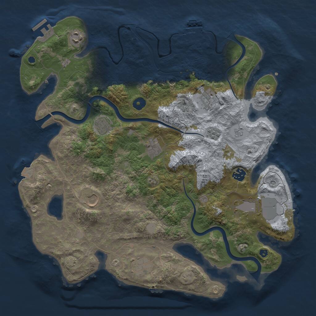Rust Map: Procedural Map, Size: 3800, Seed: 1074944835, 15 Monuments