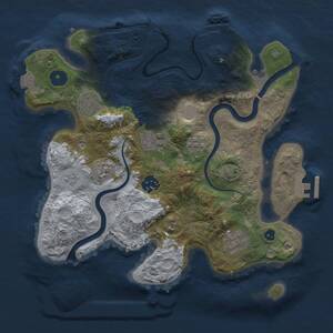 Thumbnail Rust Map: Procedural Map, Size: 3000, Seed: 1962154470, 11 Monuments