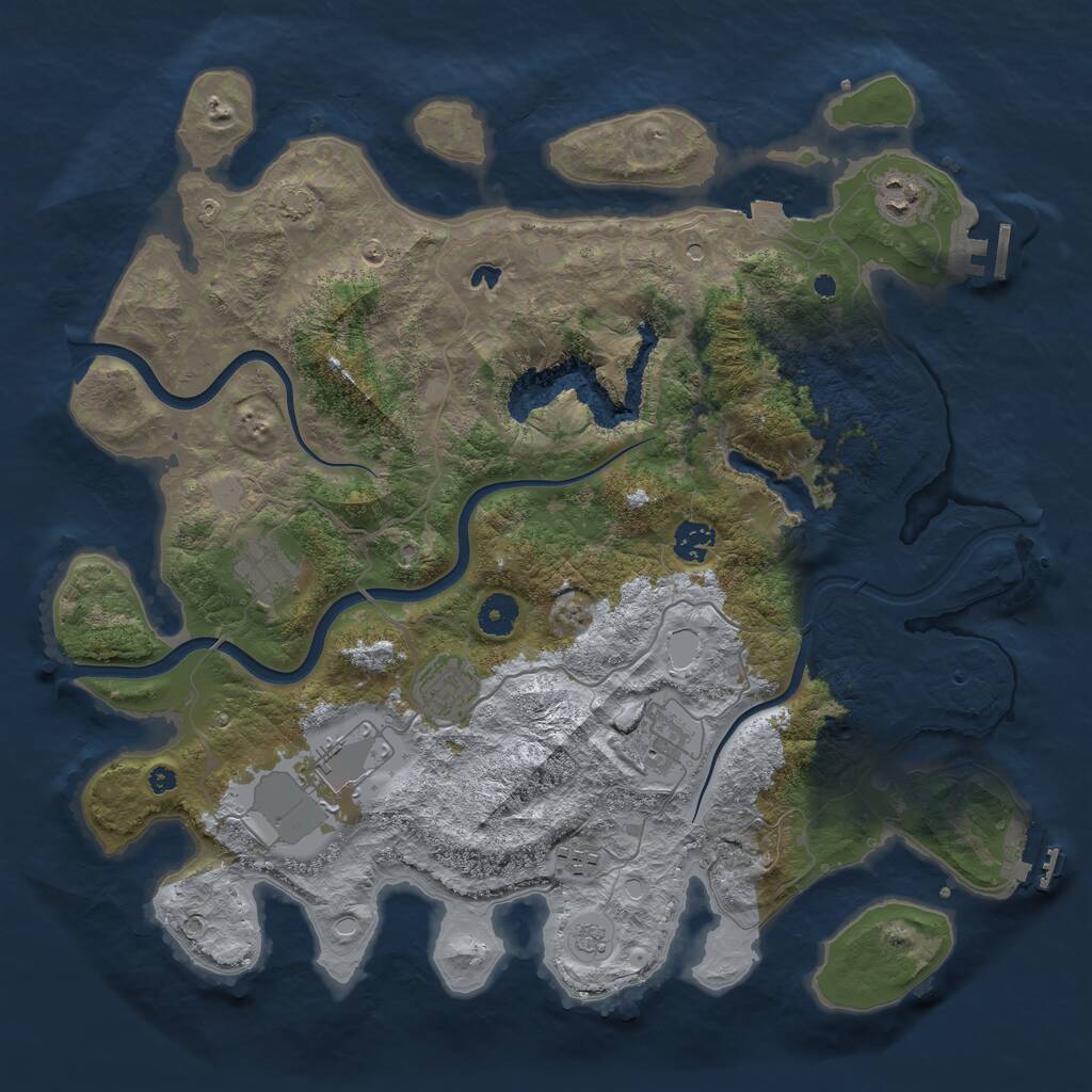 Rust Map: Procedural Map, Size: 4000, Seed: 221954408, 13 Monuments