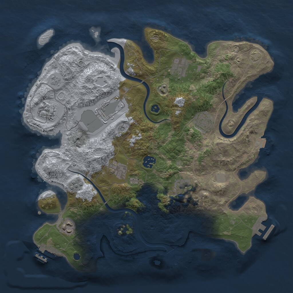 Rust Map: Procedural Map, Size: 3500, Seed: 341332859, 15 Monuments