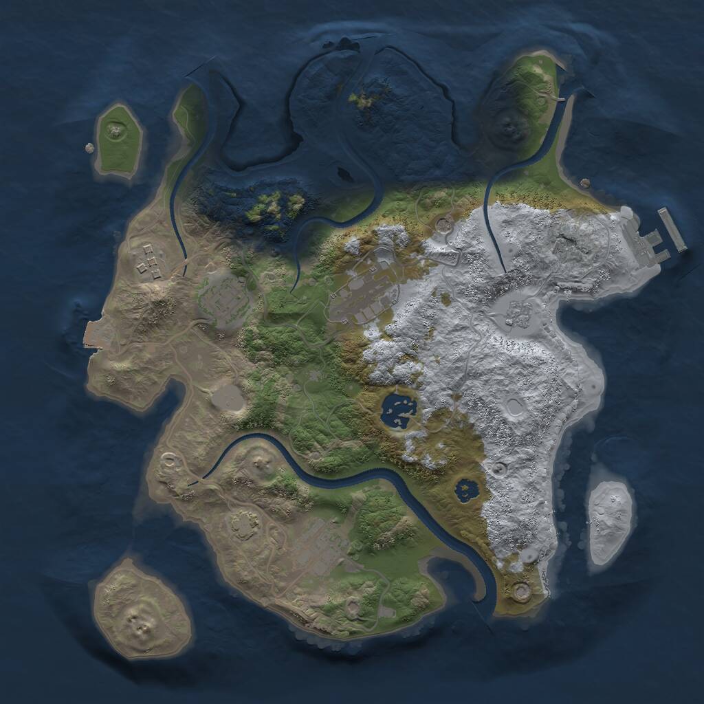 Rust Map: Procedural Map, Size: 3000, Seed: 1067582456, 10 Monuments