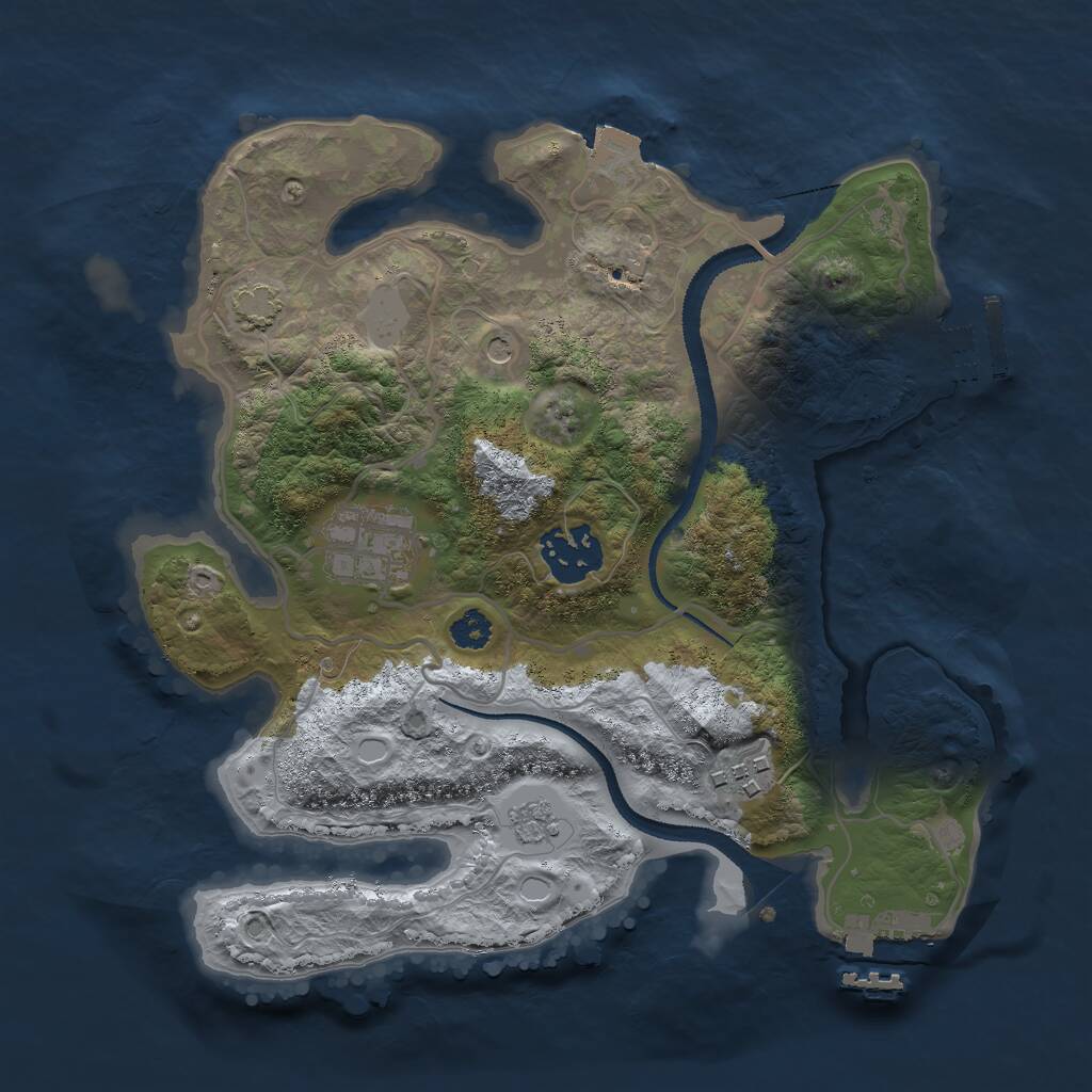 Rust Map: Procedural Map, Size: 2750, Seed: 3557, 9 Monuments