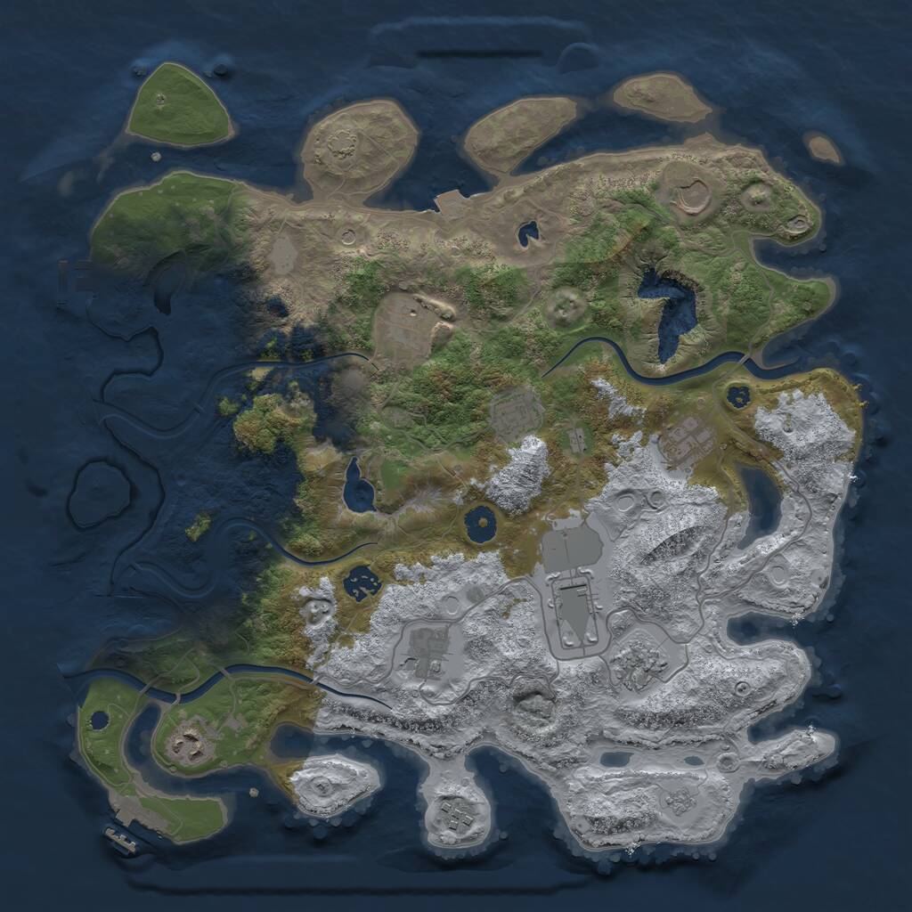 Rust Map: Procedural Map, Size: 4000, Seed: 8380174, 16 Monuments