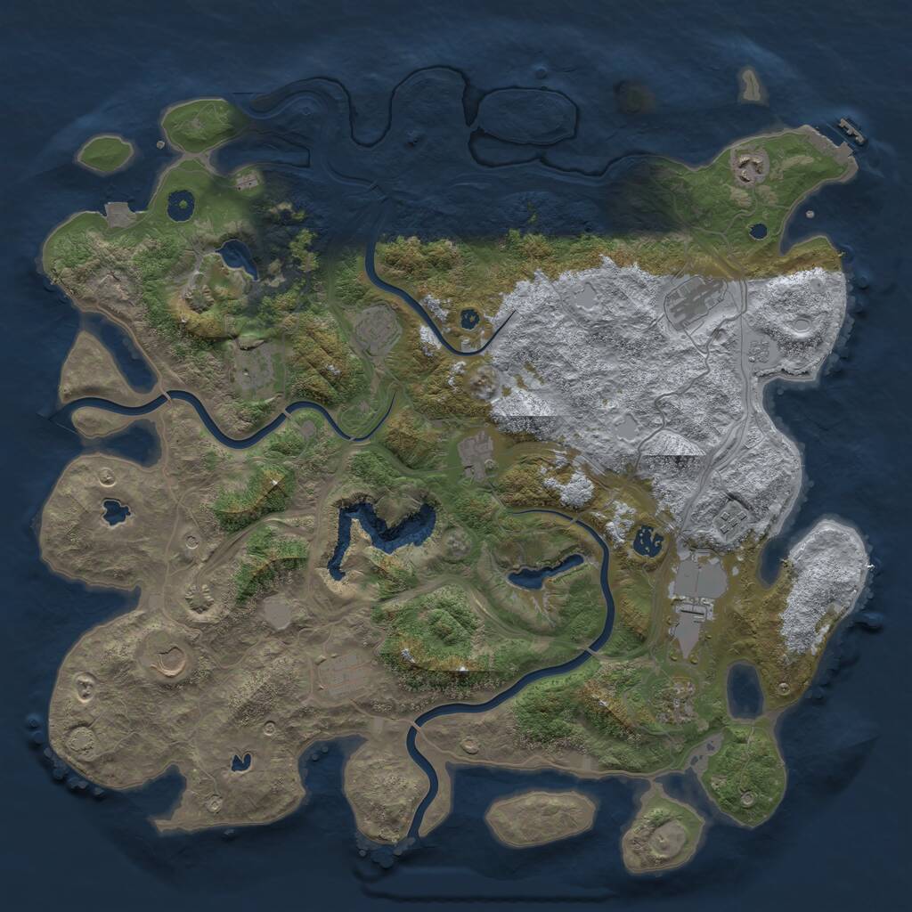 Rust Map: Procedural Map, Size: 4600, Seed: 1358121878, 16 Monuments