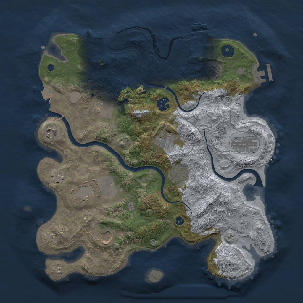 Rust Map: Procedural Map, Size: 3500, Seed: 983606, 15 Monuments