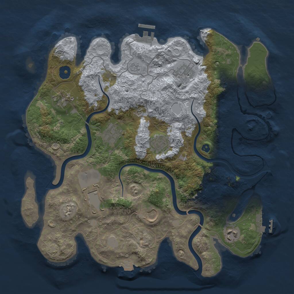 Rust Map: Procedural Map, Size: 3500, Seed: 817069284, 14 Monuments