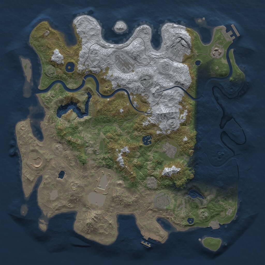 Rust Map: Procedural Map, Size: 4000, Seed: 42821313, 16 Monuments