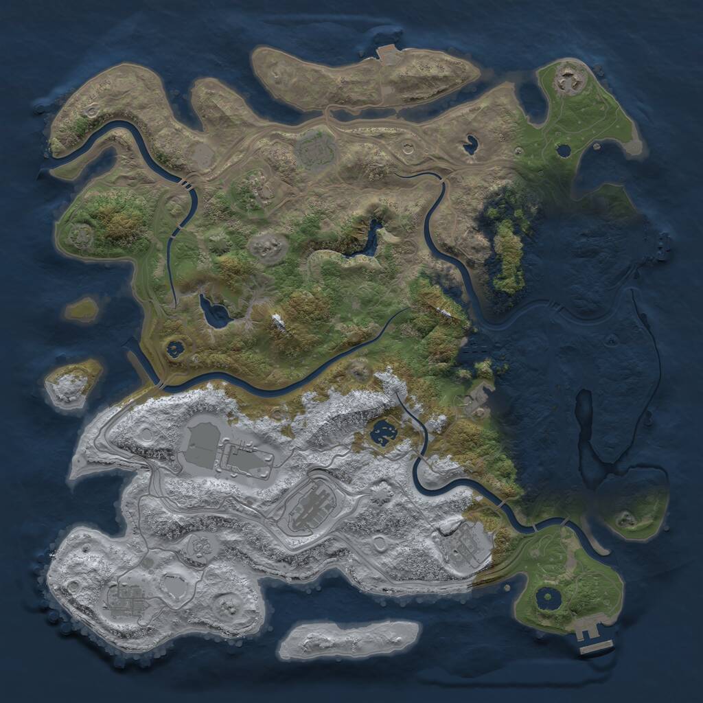 Rust Map: Procedural Map, Size: 4250, Seed: 819959074, 16 Monuments