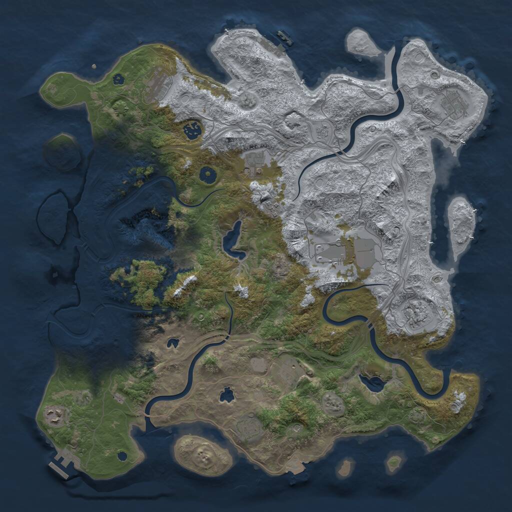 Rust Map: Procedural Map, Size: 4500, Seed: 86408125, 16 Monuments