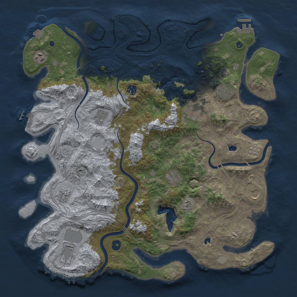 Rust Map: Procedural Map, Size: 4500, Seed: 909956612, 16 Monuments