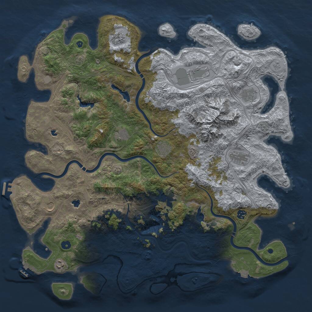Rust Map: Procedural Map, Size: 5000, Seed: 2057120078, 17 Monuments