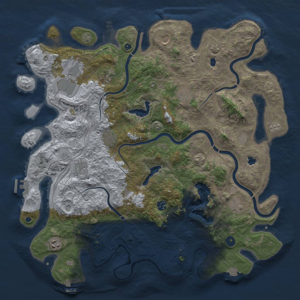 Rust Map: Procedural Map, Size: 4500, Seed: 329297011, 16 Monuments