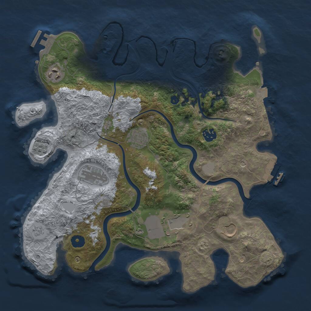 Rust Map: Procedural Map, Size: 3500, Seed: 2110618039, 13 Monuments