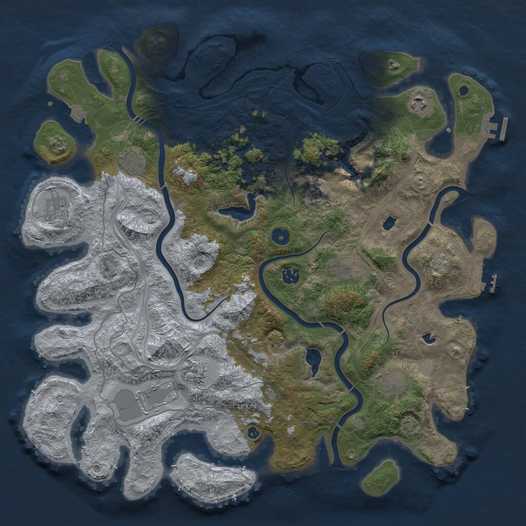 Rust Map: Procedural Map, Size: 4500, Seed: 1124568483, 15 Monuments