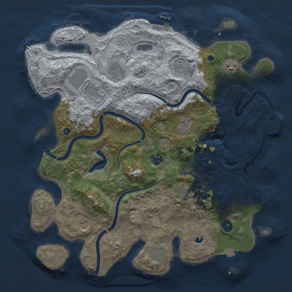 Rust Map: Procedural Map, Size: 4000, Seed: 2126259469, 16 Monuments