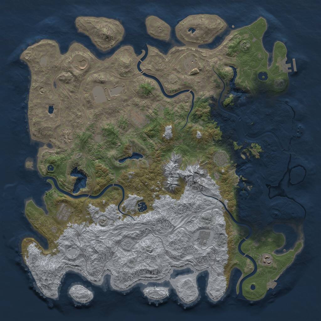 Rust Map: Procedural Map, Size: 5000, Seed: 5756, 17 Monuments