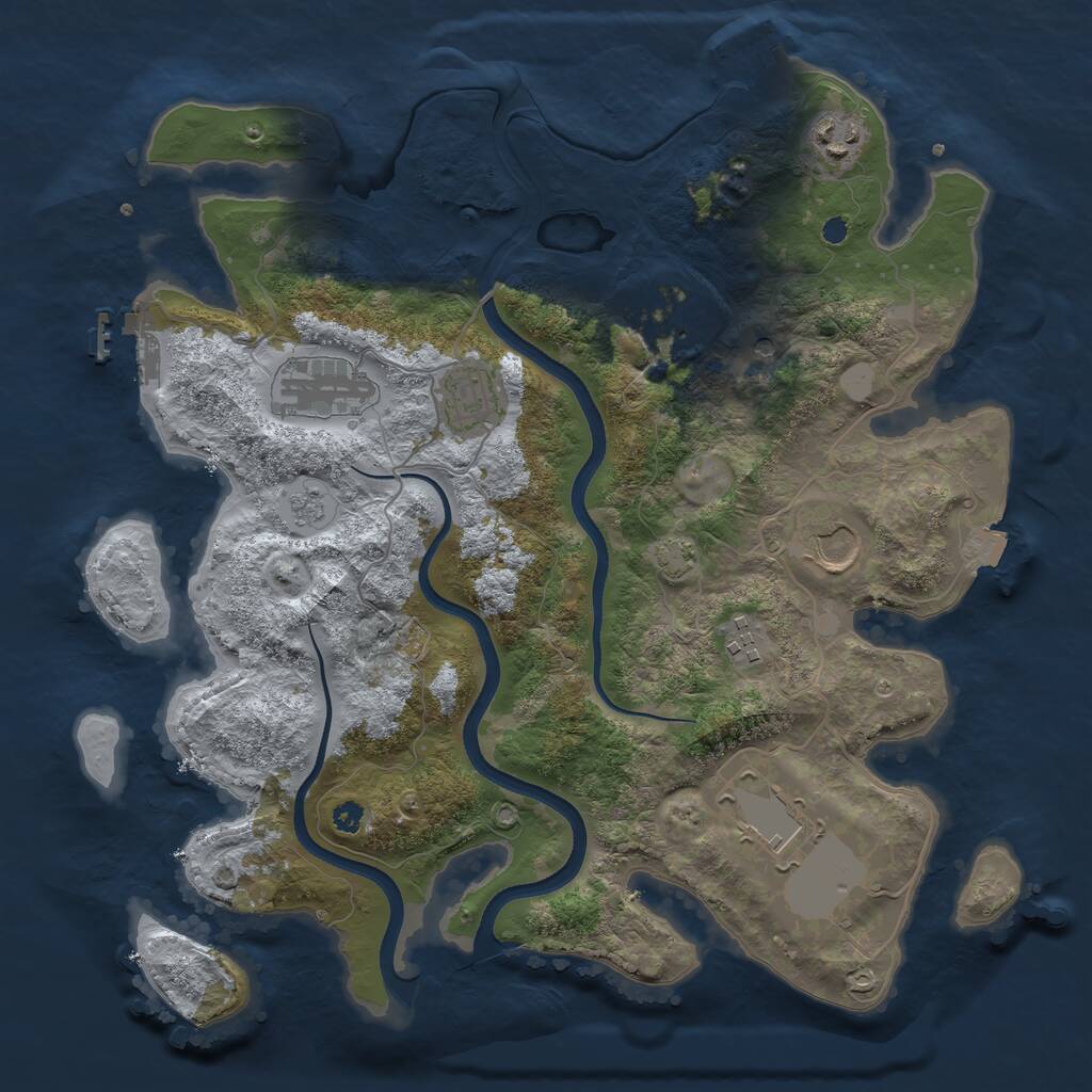 Rust Map: Procedural Map, Size: 3500, Seed: 1894558719, 13 Monuments
