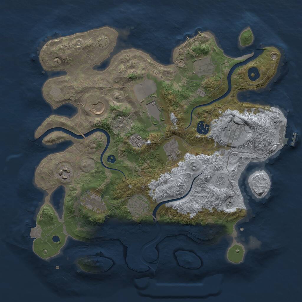 Rust Map: Procedural Map, Size: 3500, Seed: 73020263, 15 Monuments
