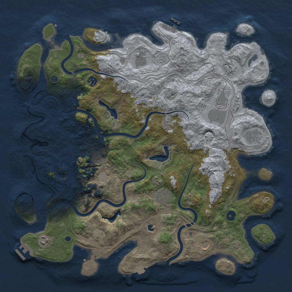 Rust Map: Procedural Map, Size: 4500, Seed: 2038353149, 16 Monuments