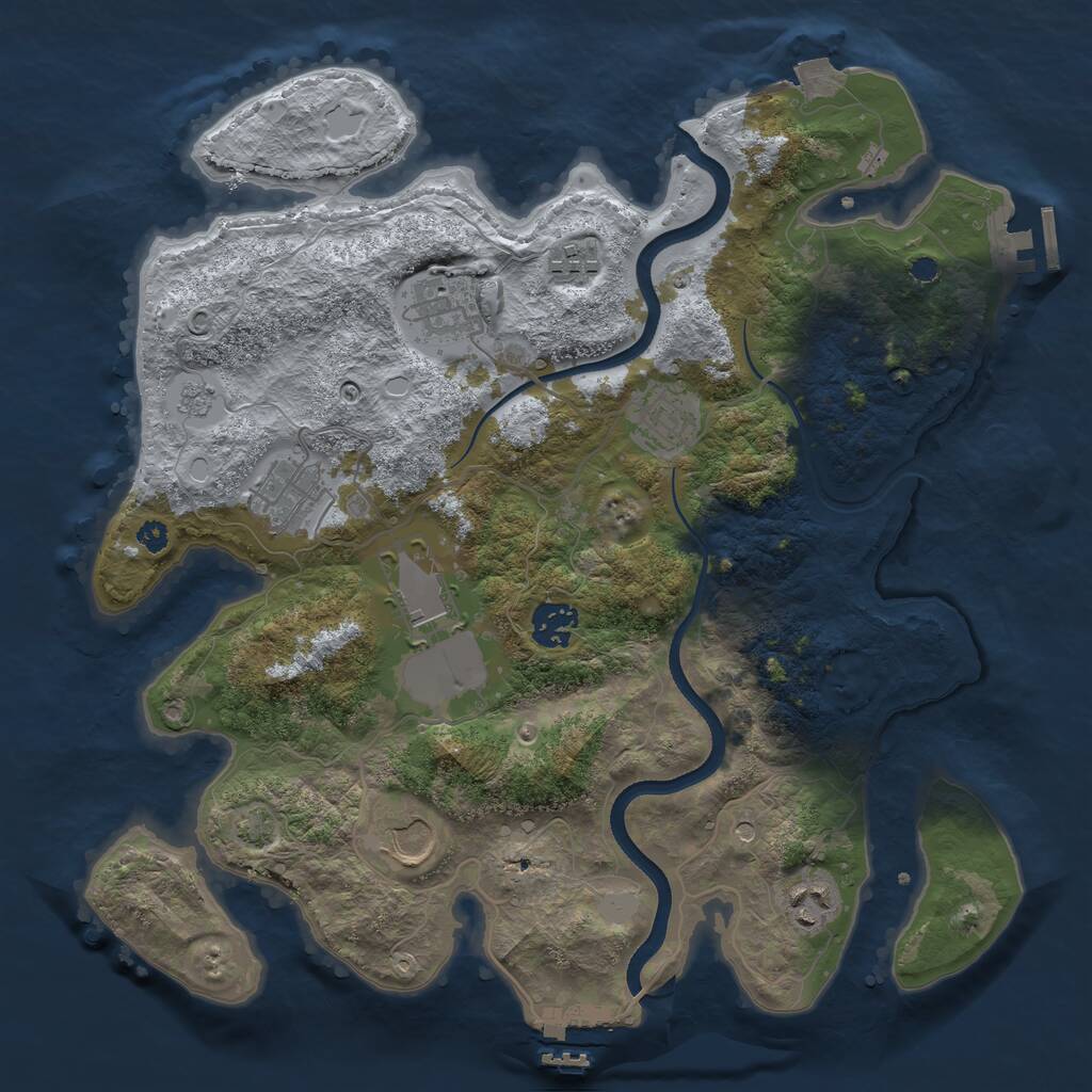 Rust Map: Procedural Map, Size: 3500, Seed: 2143342663, 14 Monuments