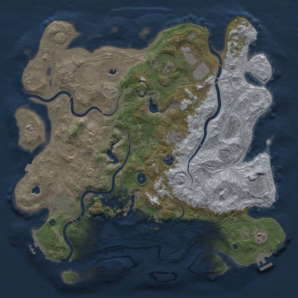 Rust Map: Procedural Map, Size: 4500, Seed: 1893527016, 17 Monuments