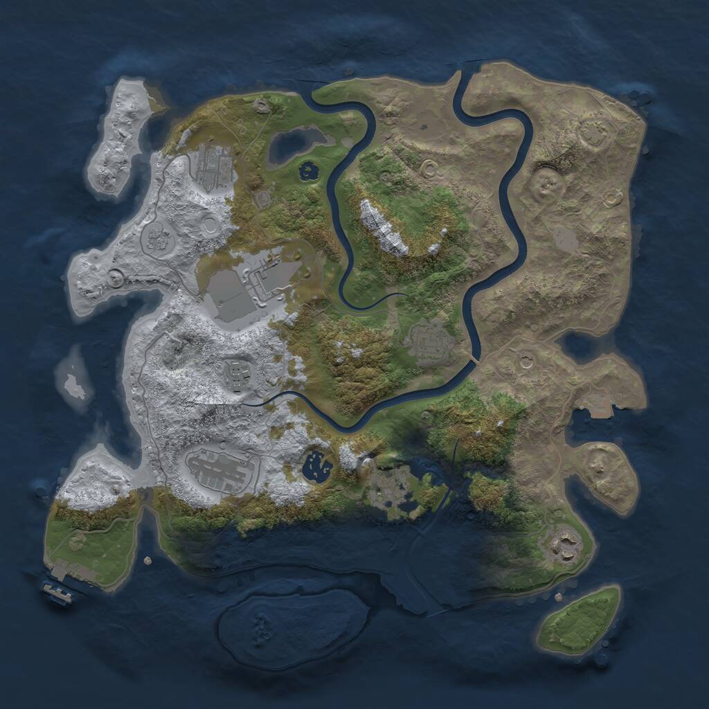 Rust Map: Procedural Map, Size: 3600, Seed: 1343423361, 13 Monuments