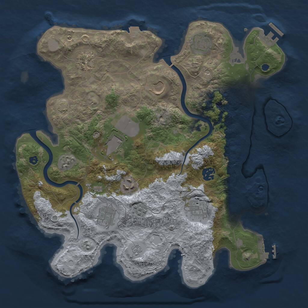 Rust Map: Procedural Map, Size: 3500, Seed: 1611401910, 15 Monuments