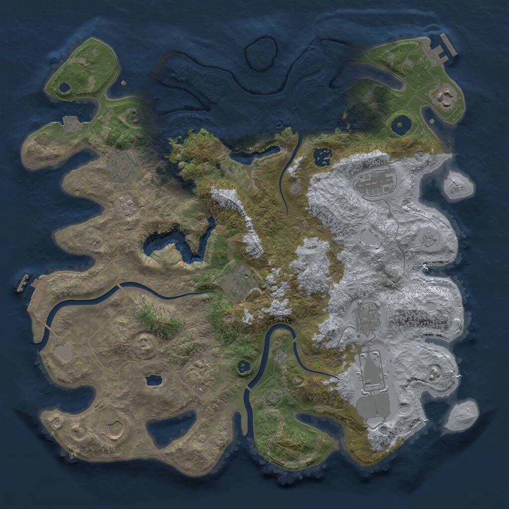 Rust Map: Procedural Map, Size: 4000, Seed: 1391192549, 16 Monuments