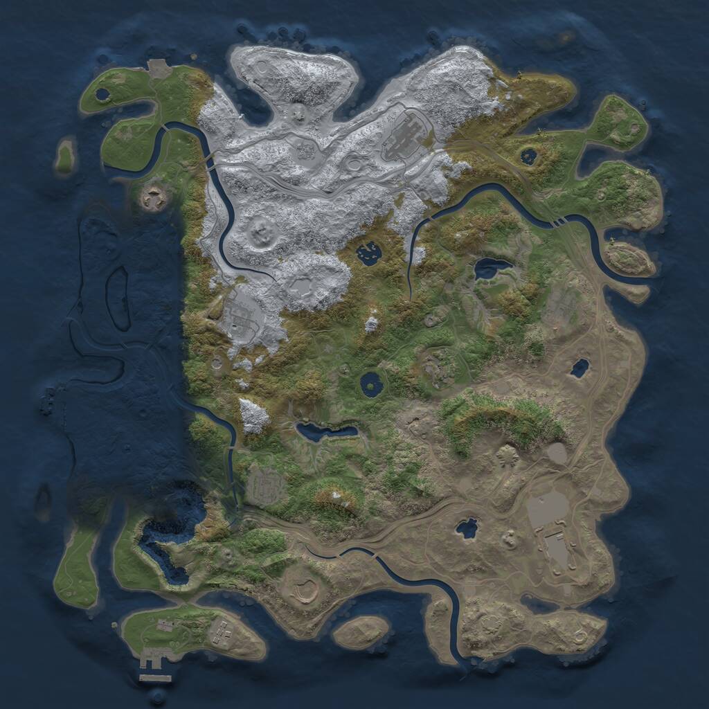 Rust Map: Procedural Map, Size: 4500, Seed: 425956, 16 Monuments