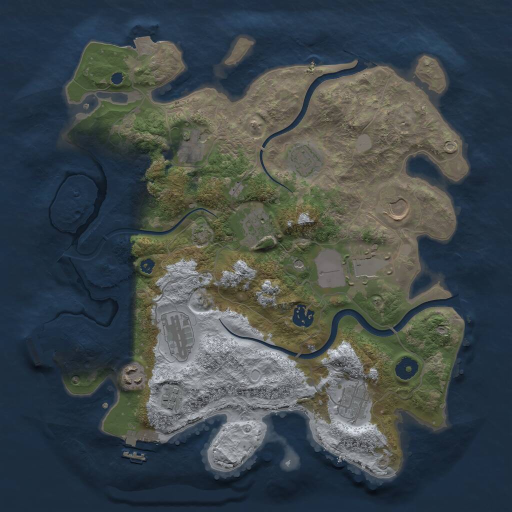 Rust Map: Procedural Map, Size: 3500, Seed: 1815307528, 15 Monuments