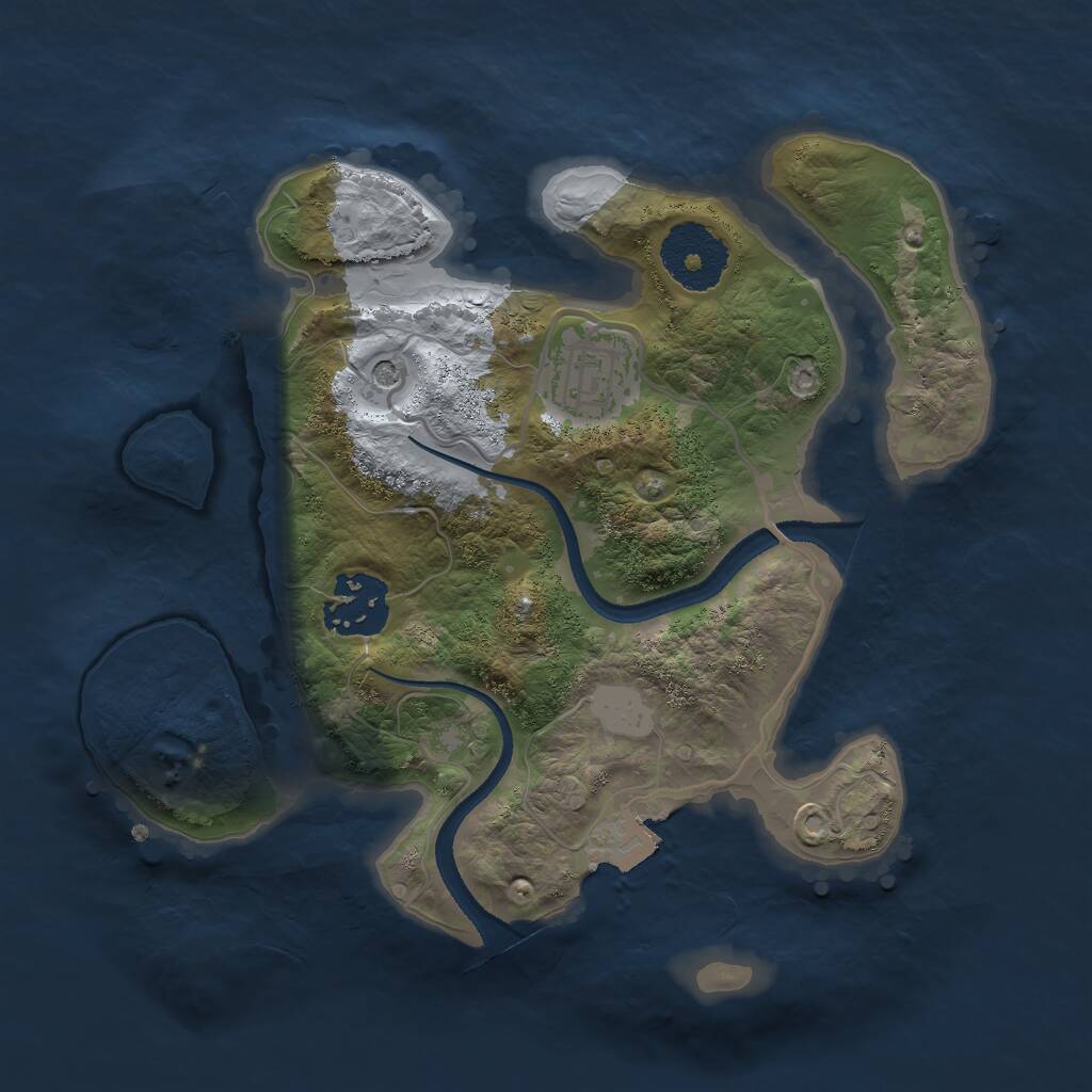 Rust Map: Procedural Map, Size: 2500, Seed: 1673446240, 4 Monuments