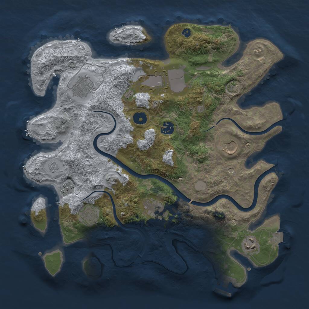Rust Map: Procedural Map, Size: 3500, Seed: 590446, 13 Monuments