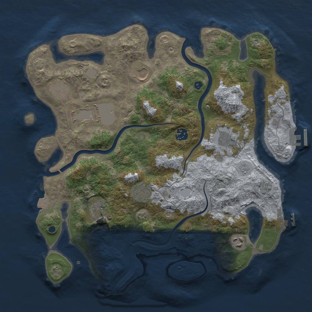 Rust Map: Procedural Map, Size: 3750, Seed: 614747884, 15 Monuments
