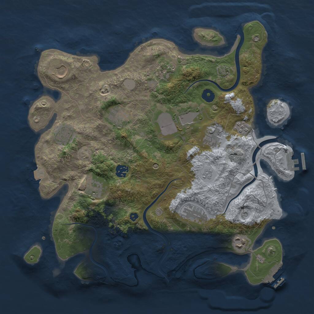 Rust Map: Procedural Map, Size: 3700, Seed: 1158667994, 17 Monuments