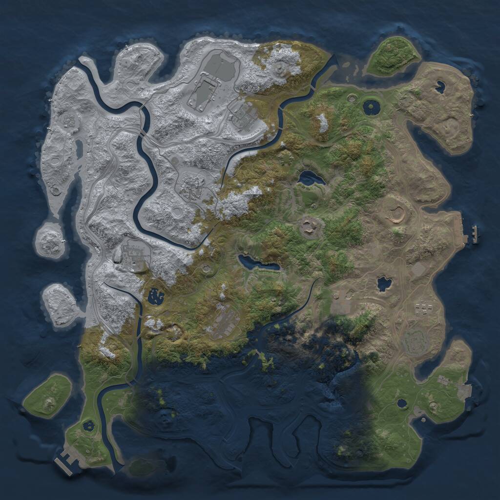 Rust Map: Procedural Map, Size: 4500, Seed: 707837678, 17 Monuments