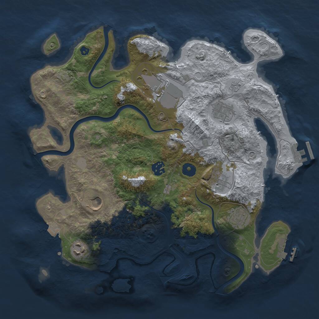 Rust Map: Procedural Map, Size: 3500, Seed: 106810190, 14 Monuments