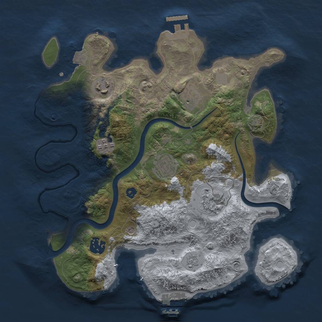 Rust Map: Procedural Map, Size: 3000, Seed: 985363485, 12 Monuments