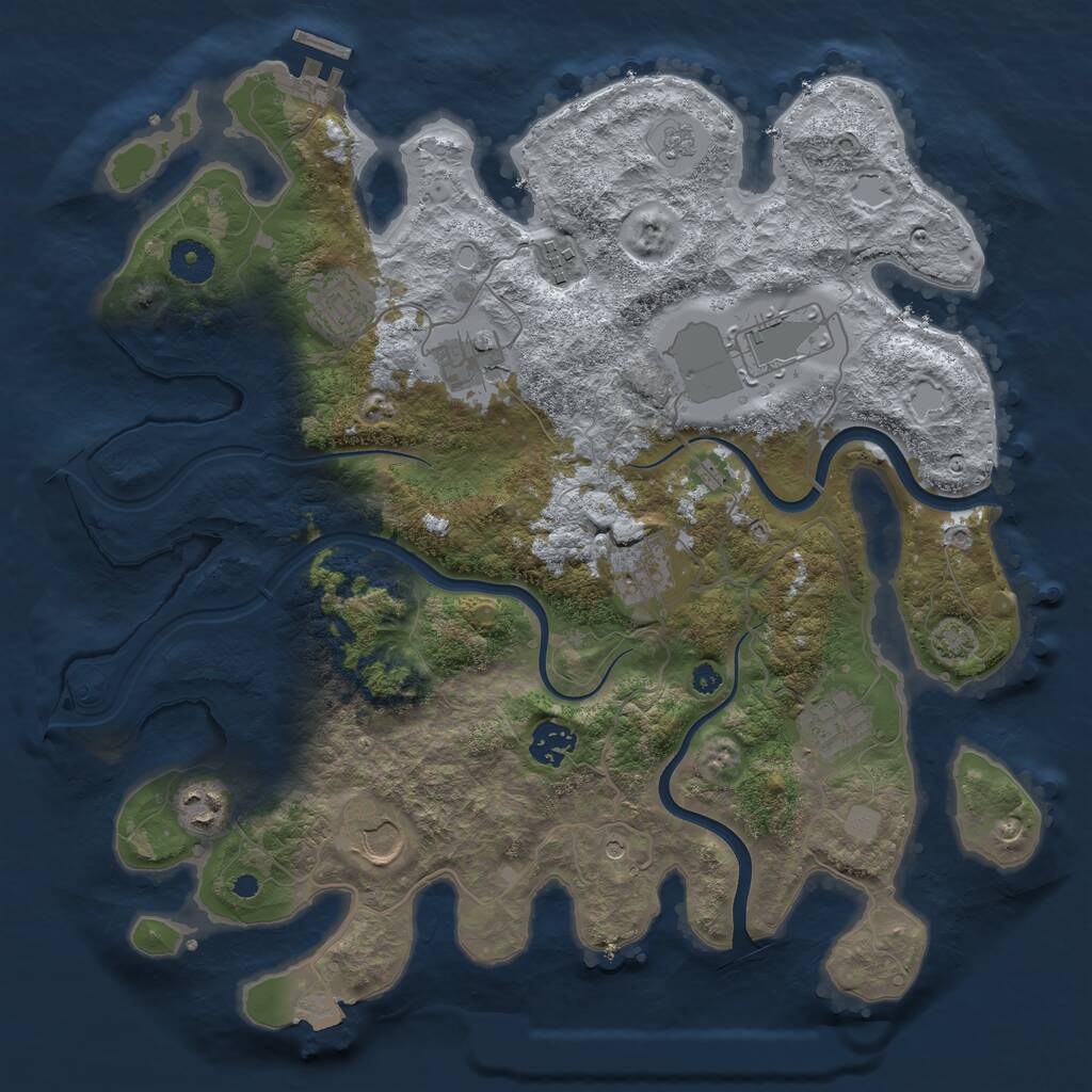 Rust Map: Procedural Map, Size: 3700, Seed: 1523197469, 14 Monuments
