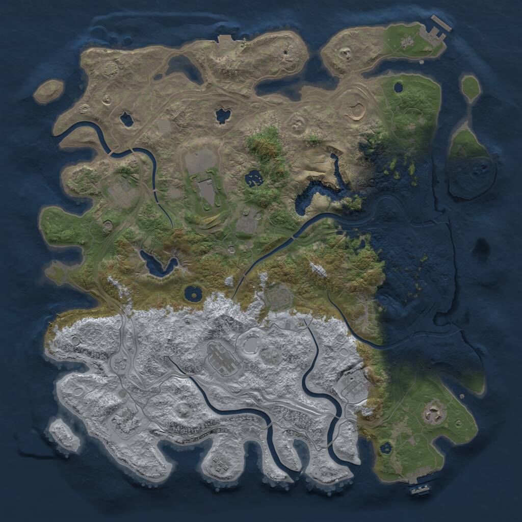 Rust Map: Procedural Map, Size: 4500, Seed: 120052467, 17 Monuments