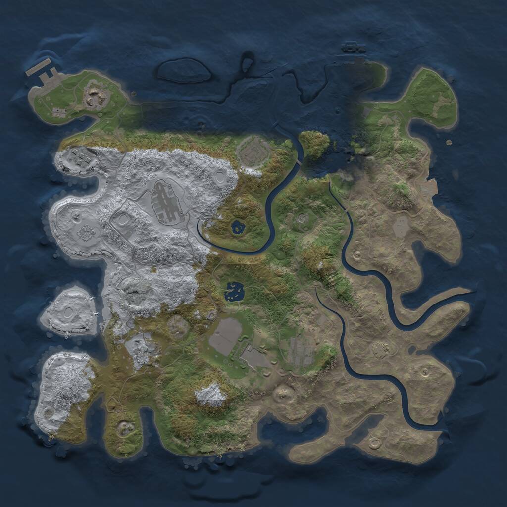 Rust Map: Procedural Map, Size: 3700, Seed: 1787073698, 15 Monuments