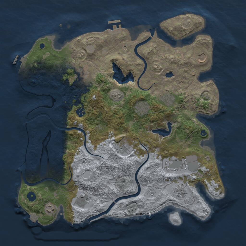 Rust Map: Procedural Map, Size: 4000, Seed: 654038626, 17 Monuments