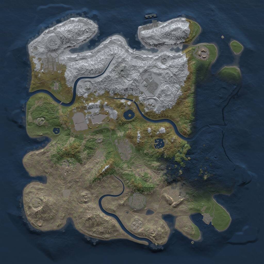 Rust Map: Procedural Map, Size: 3750, Seed: 1042567489, 16 Monuments