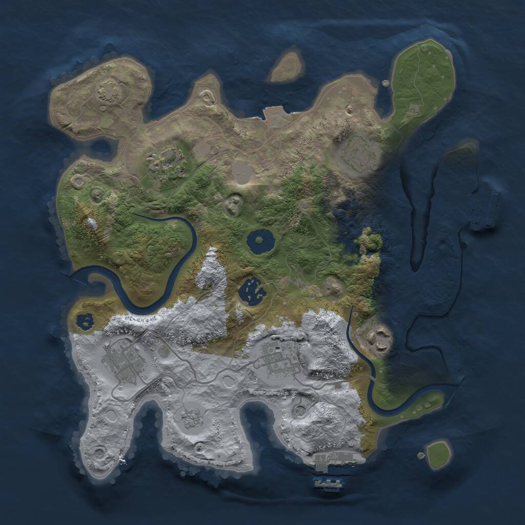 Rust Map: Procedural Map, Size: 3000, Seed: 294311374, 12 Monuments