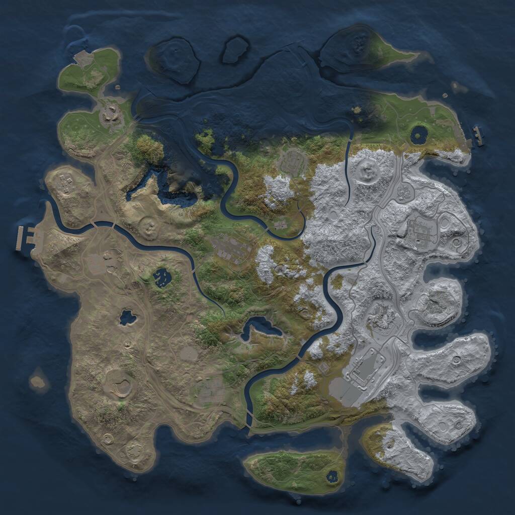 Rust Map: Procedural Map, Size: 4250, Seed: 1925333650, 17 Monuments